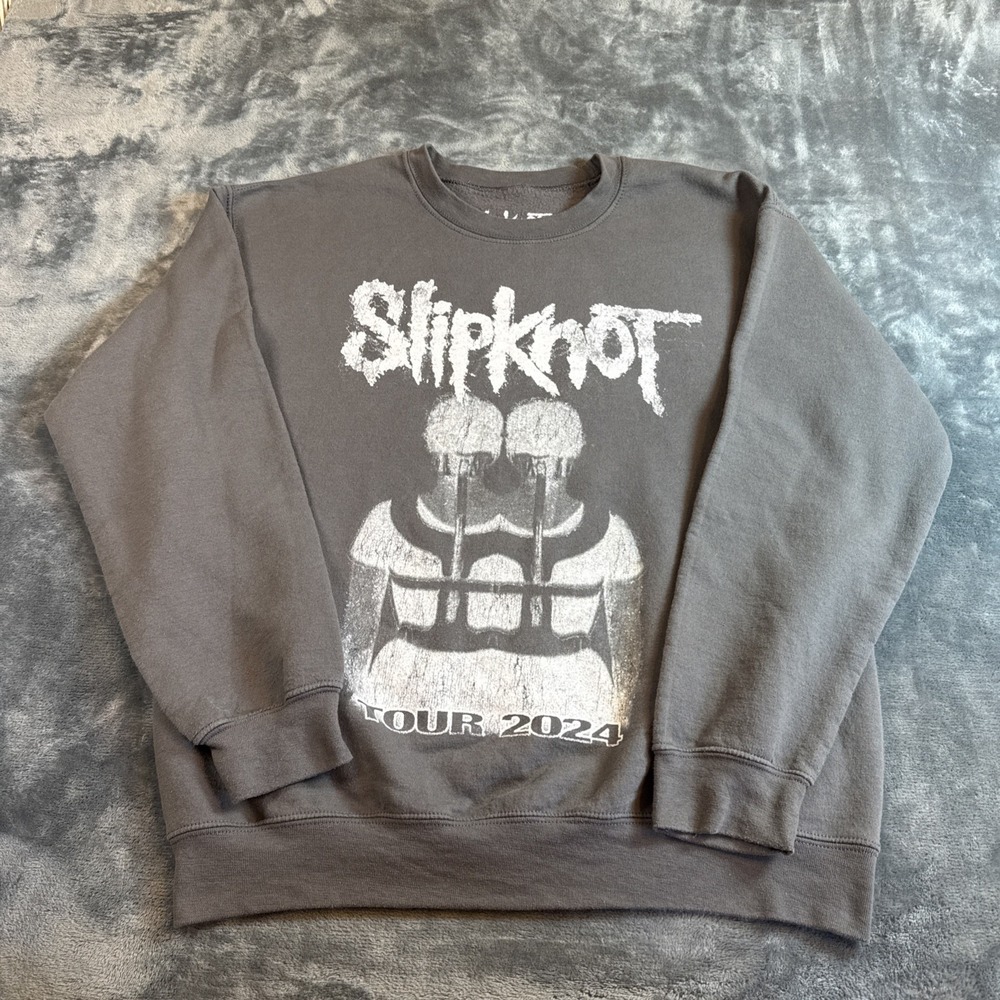 Slipknot Tour 2024 Sweatshirt Mens Medium Gray Here Comes The Pain Crewneck